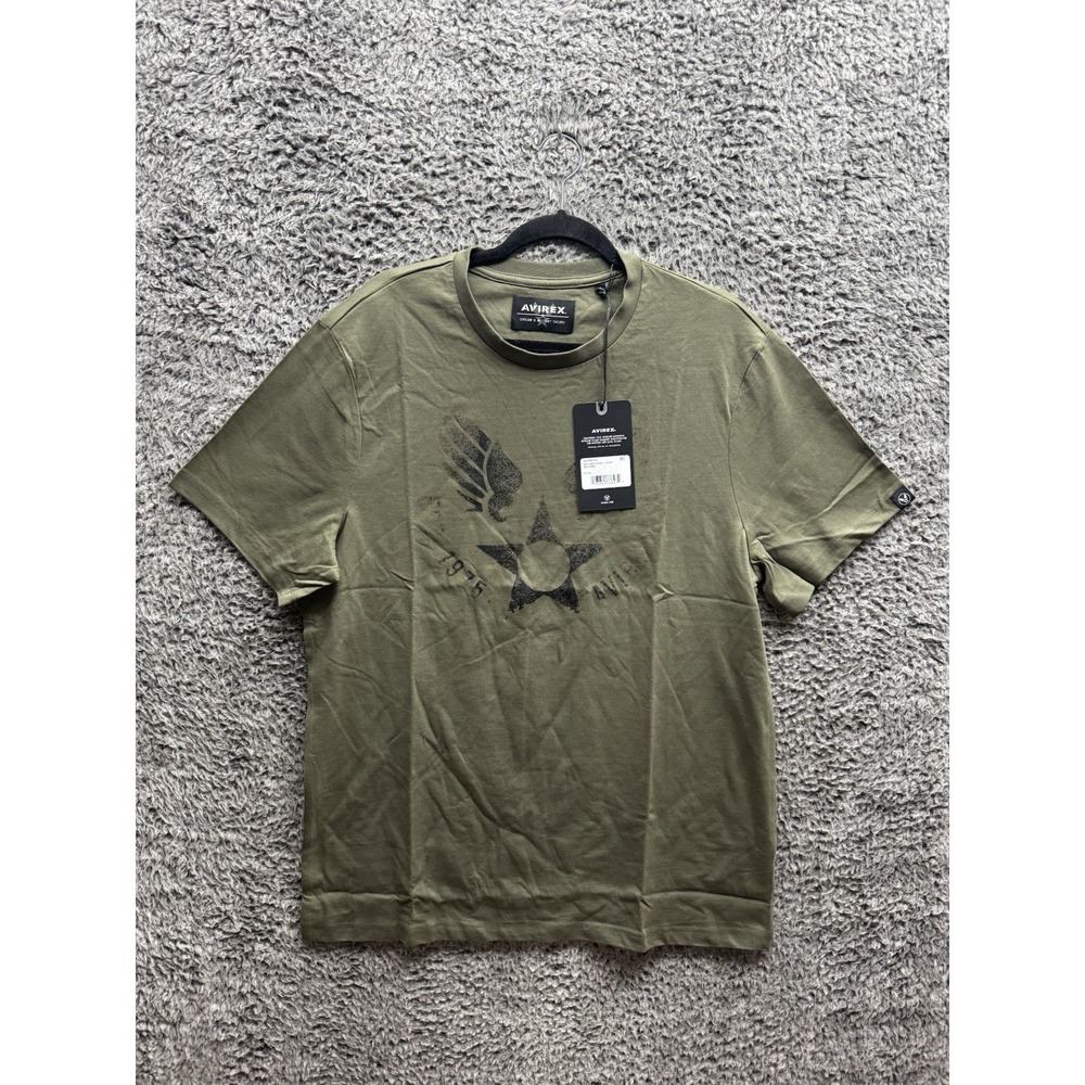 Avirex Men's Wingstar Short Sleeve Crew Neck Cotton T-Shirt Camo Green XL NWD